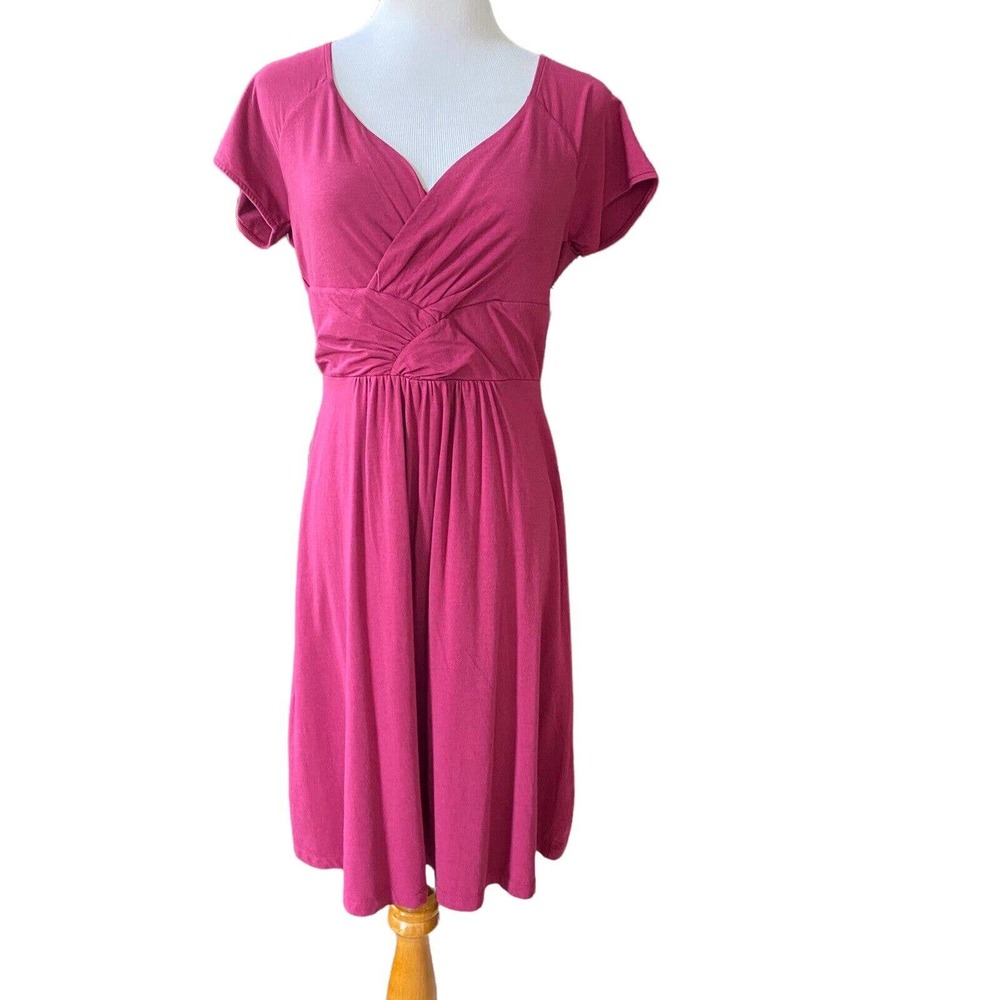 Garnet Hill Size Small Jersey Berry Purple Fit & Flare SS Dress